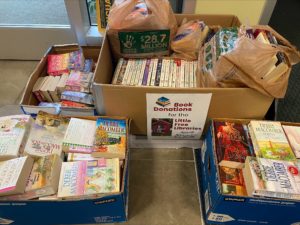 Boxes of book donations