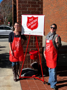 Jen and Brittany Ring the Bell for Salvation Army