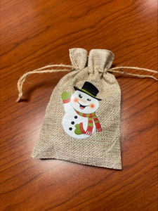 cute little gift bag with snowman and tie string