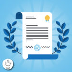 certificate on blue background